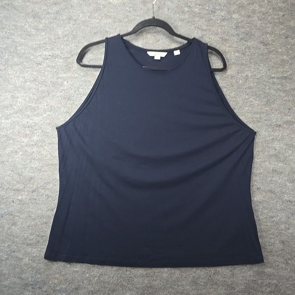 Boden Women's Sz US 20 Solid Navy Tank Top Scoop Neck Stretch